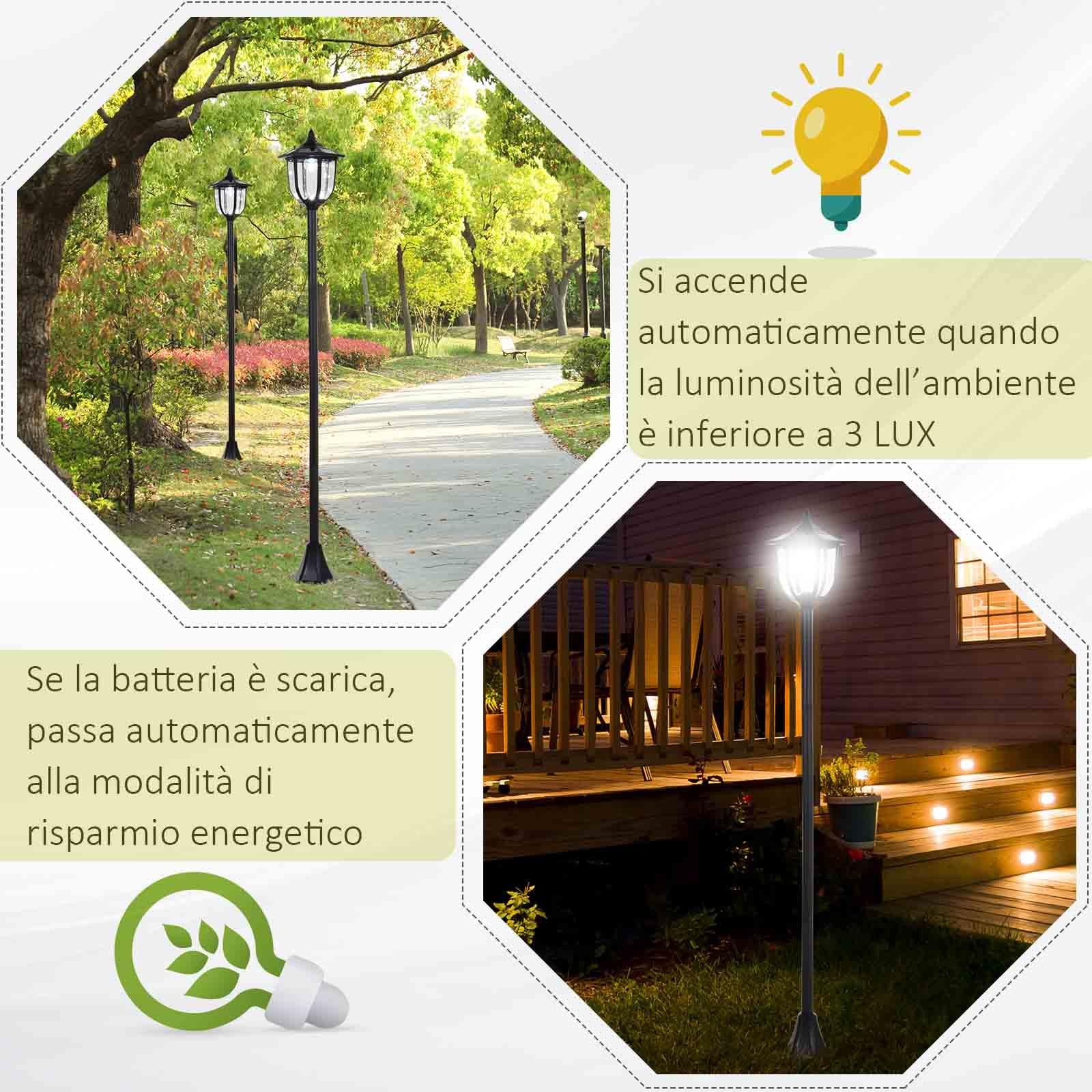 Lampada da Giardino Outsunny LED da Esterno foto 3