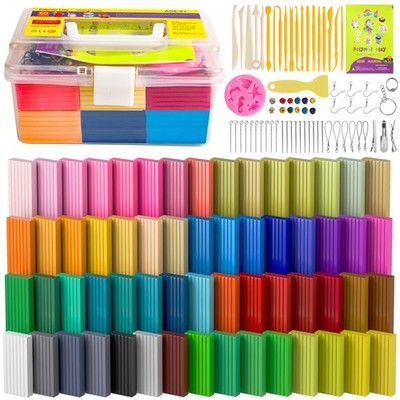 Polymer Clay 60 Colors, Modeling Clay for Kids Oven Baked Model Clay Non-Stic...