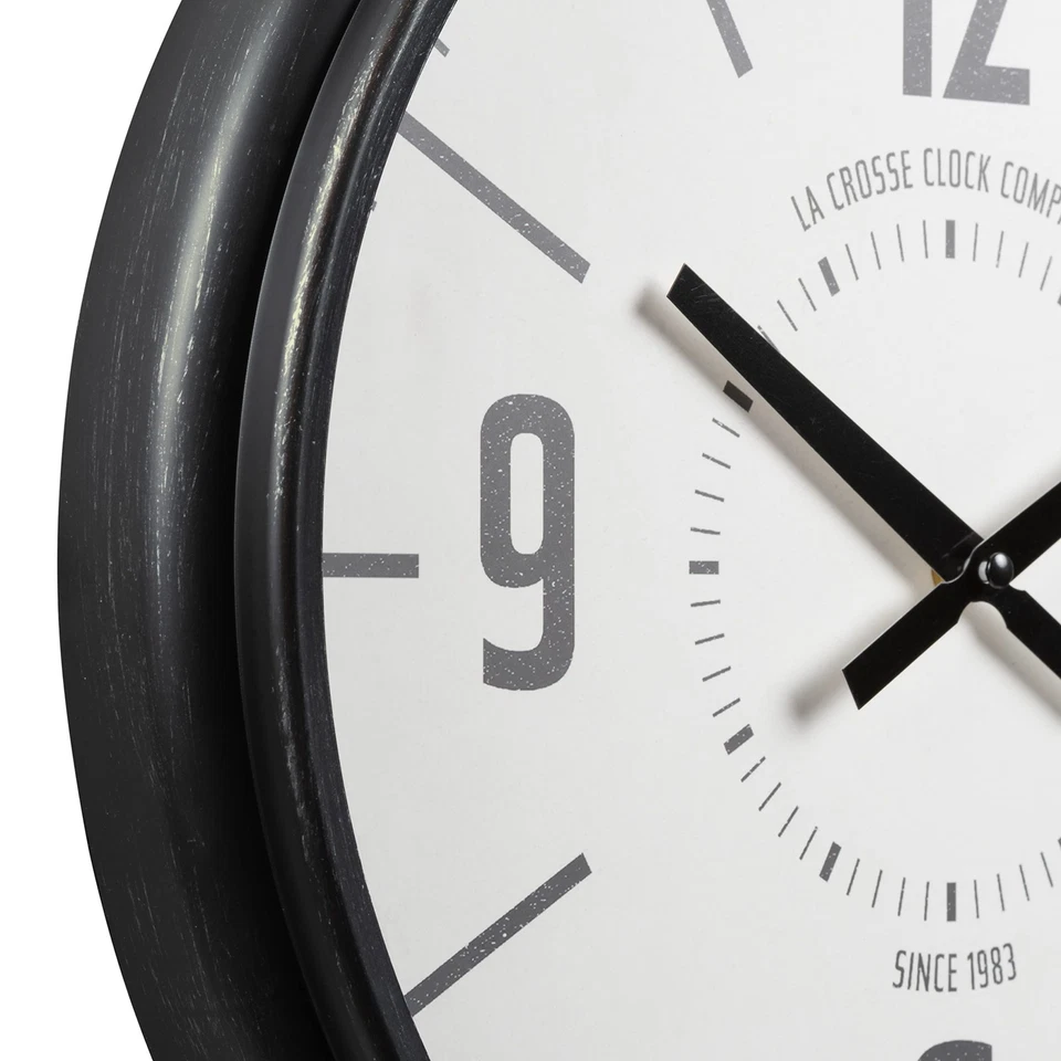 Reloj de pared analógico de cuarzo industrial negro Sullivan de 16 pulgadas - 404-3041C Foto 3 de 4