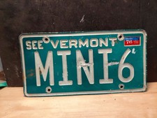 1976 Vermont License Plate  Vanity  Initials Name Mini6,retired  Sold As Seen,