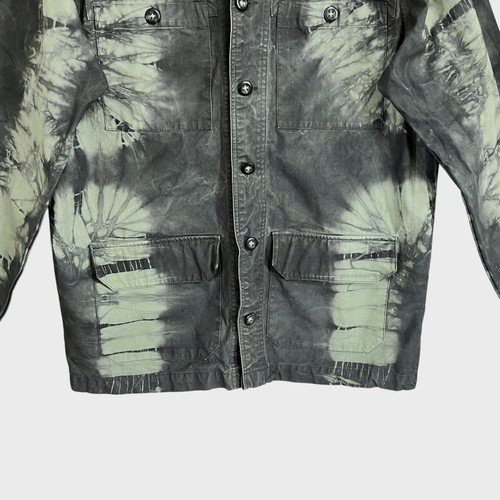 Junk Food Clothing Albert Tie Dye Utility Jacket Mens L Gray Green Distressed - Picture 3 of 11