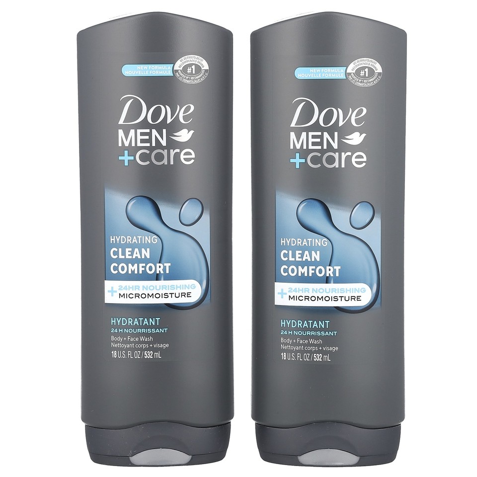 Men+Care, Clean Comfort, Body and Face Wash, 2 Pack, 18 fl oz (532 ml) Each