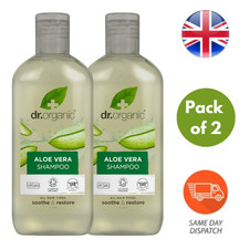 Dr Organic Aloe Vera Shampoo Natural Vegan Cruelty Free 265ml - Pack of 2