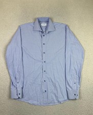 Eton Shirt Mens 16.5 42 Blue Check Slim Fit Dress Button Front Long Sleeve
