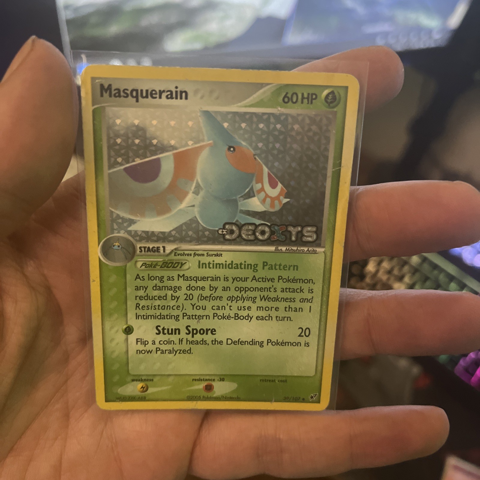 Pokemon Card - Masquerain Deoxys 39/107 Reverse Holo Stamped NM
