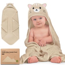 KeaBabies Hooded Baby Towel for Newborn - Viscose Derived Regular 35x35, Cat
