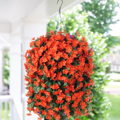 Artificial Fake Fall Hanging Flowers Plants Baskets for Outdoor Outside,  Faux... | eBay