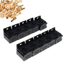 Pack of 10 Relay Base Holder, 5 Pin Socket with 50 Terminals 6.3mm/0.24In Kits