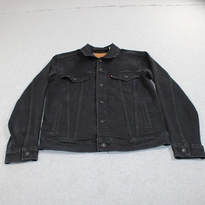Levis Premium Denim Jacket Men Medium Black Trucker Stretch Heritage 90s Y2K