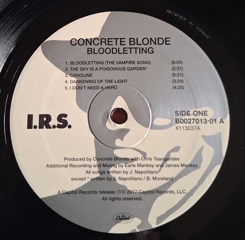 Concrete Blonde -Bloodletting(1990) Mint To Near Mint Record, 2017 RE) - Picture 3 of 4