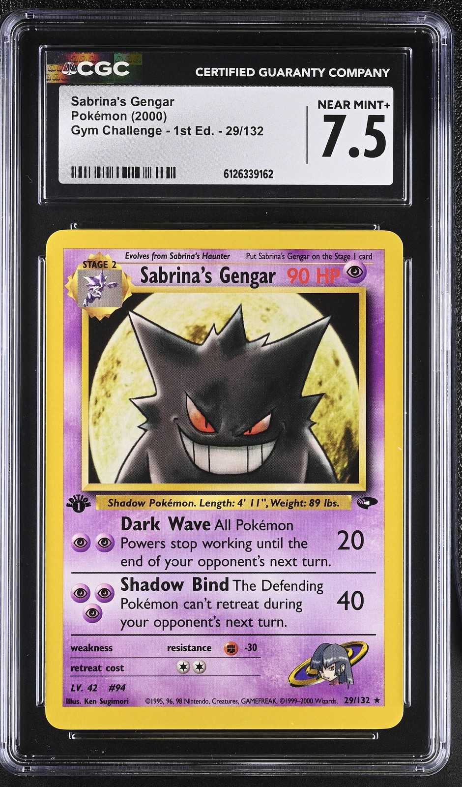 CGC 7.5 Sabrina's Gengar 29/132 Gym Challenge 1st Edition Pokemon Card