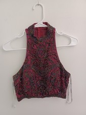 Sherri Hill High Neck Rhinestone Crop Halter Top Red Size 4