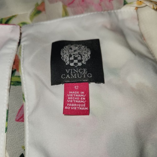 Vestido de hadas floral rosa blanco rosa VINCE CAMUTO para mujer talla 12 con volantes - Imagen 6 de 9