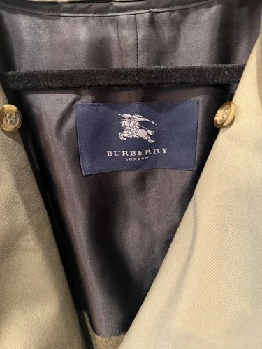 Burberry London Men’s Green Belted Lined Cotton Twill Trench Coat Size 46 image 2