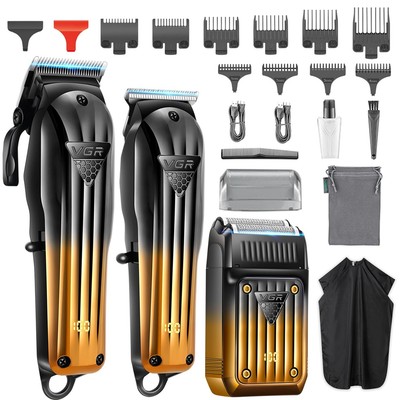 Professional Cordless Hair Clippers  Beard Trimmer Kit with LED Display