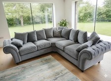 Beautiful Grey 2C2 Corner Sofa With Footstool Free Delivery & Aseembly