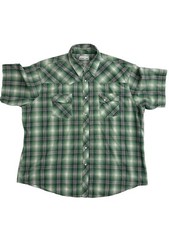 Wrangler Wrancher Pearl Snap Shirt Men  s 2X Green Plaid Western Big XXL