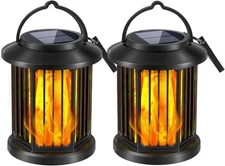 Hanging Solar Lights Lantern Outdoor Flickering Flames Solar Outdoor 1/2 Pack
