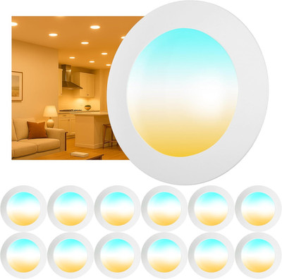12 Pack Dimmable 6'' LED Disk Lights, 5CCT, 1150LM, Energy Star Certified