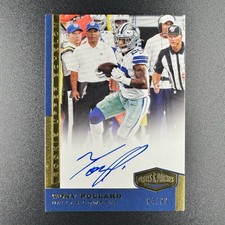 Tony Pollard 2019 Panini Plates And Patches Rookie On Card  Autograph /99 Cowboy. rookie card picture