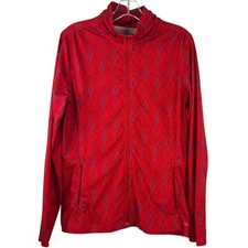 Merrell opti-wick Women's Red Pattern Print Full Zipper Jacket Athletic Size L