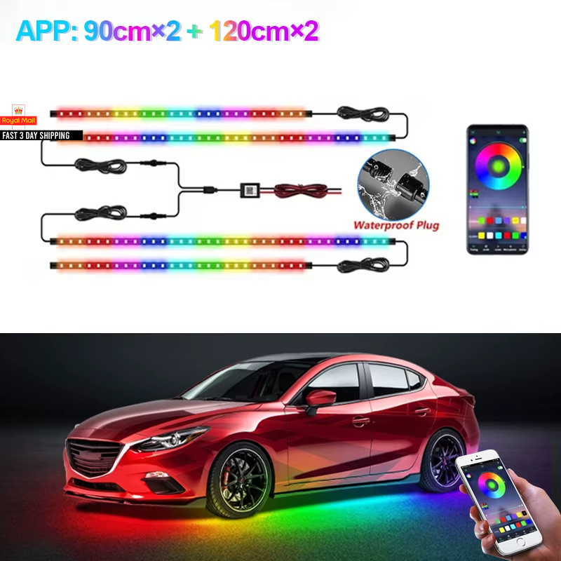 SEAMETAL Car Flexible Underglow Strip Light LED Underbody Remote APP Control RGB
