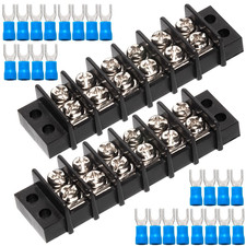 Terminal Block Strip, 6 Circuits 200-450V 20-30A, Dual Row, 2 Pack