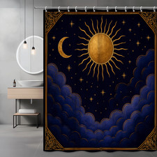 Celestial Sun and Moon Shower Curtain - Night Sky Decor