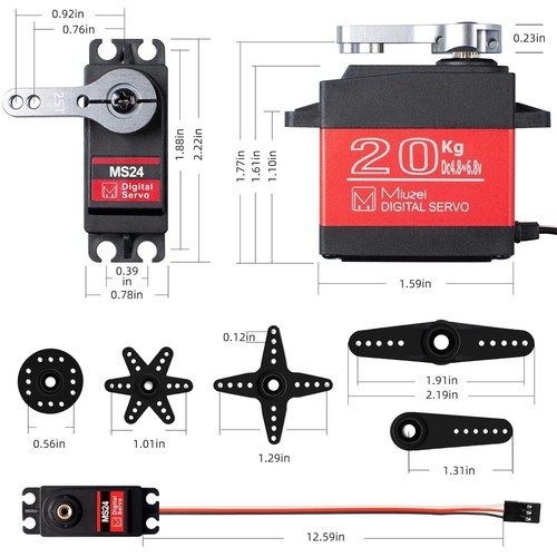 20KG Metal Gear Waterproof Digital Servo Pack for RC Cars Robots 80Chars - Picture 7 of 8