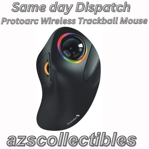 ProtoArc Wireless Trackball Mouse RGB, Rechargeable, BT 2.4G, 3-Device Connectio