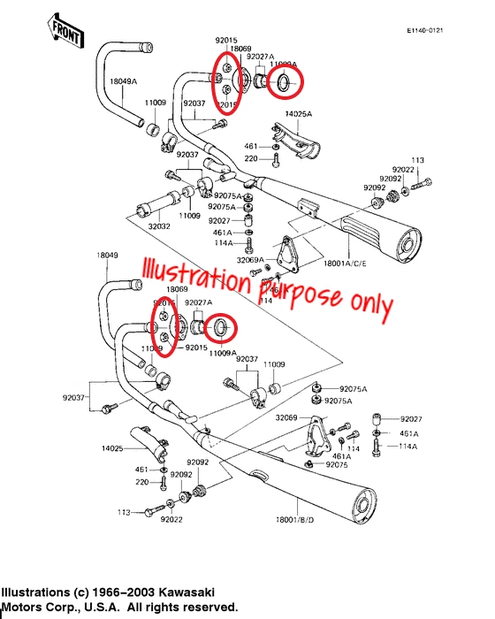 Juego de reparación de juntas de colector de escape Kawasaki KZ1000A, B, C, D, E, G, J 1977-1983 Foto 2 de 2
