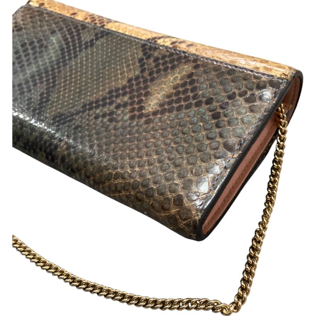 c65 GUCCI Chain Wallet Snake Pattern Python 2way … - image 6