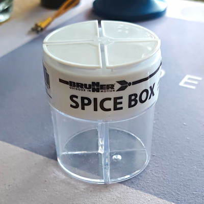 Brunner Spice Box Gewürzdose rund Kunststoff transparent/weiß Schnappdeckel