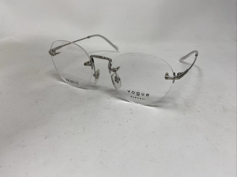 GAFAS DE MODA VO 4218 323 49-19-145 PLATEADAS REDONDAS GAFAS SIN MONTURA LS65 Foto 3 de 4