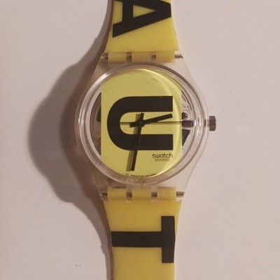 Swatch Watch GK224 Caution Tape 1996/Runs Well