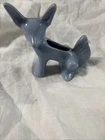Vintage Art Deco Pottery Small Blue  Dog  Fox Planter