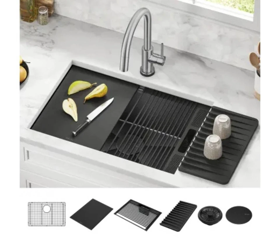 Fregadero de cocina para estación de trabajo Delta Undermount Foto 3 de 4