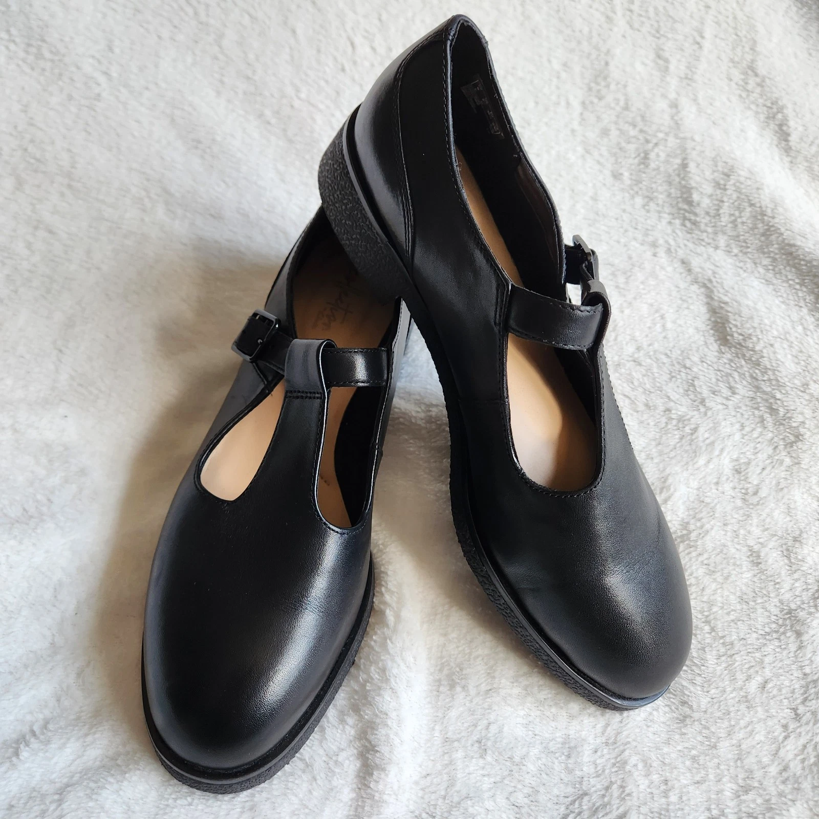 Scarpe Clarks donna ragazza Griffin Town nere in pelle T Bar Mary Jane con cinturino taglia 6