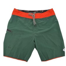 Roark Revival Savage Board Shorts Men 32 Green Orange Swim Trunk Side Zip Pocket