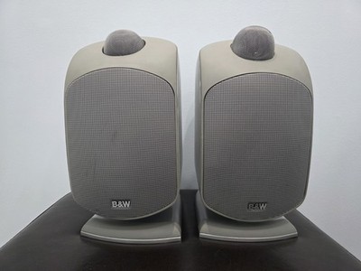 PAIR OF BOWERS AND WILKINS LM 1 Silver Gray SPEAKERS B&W LM1 LM-1