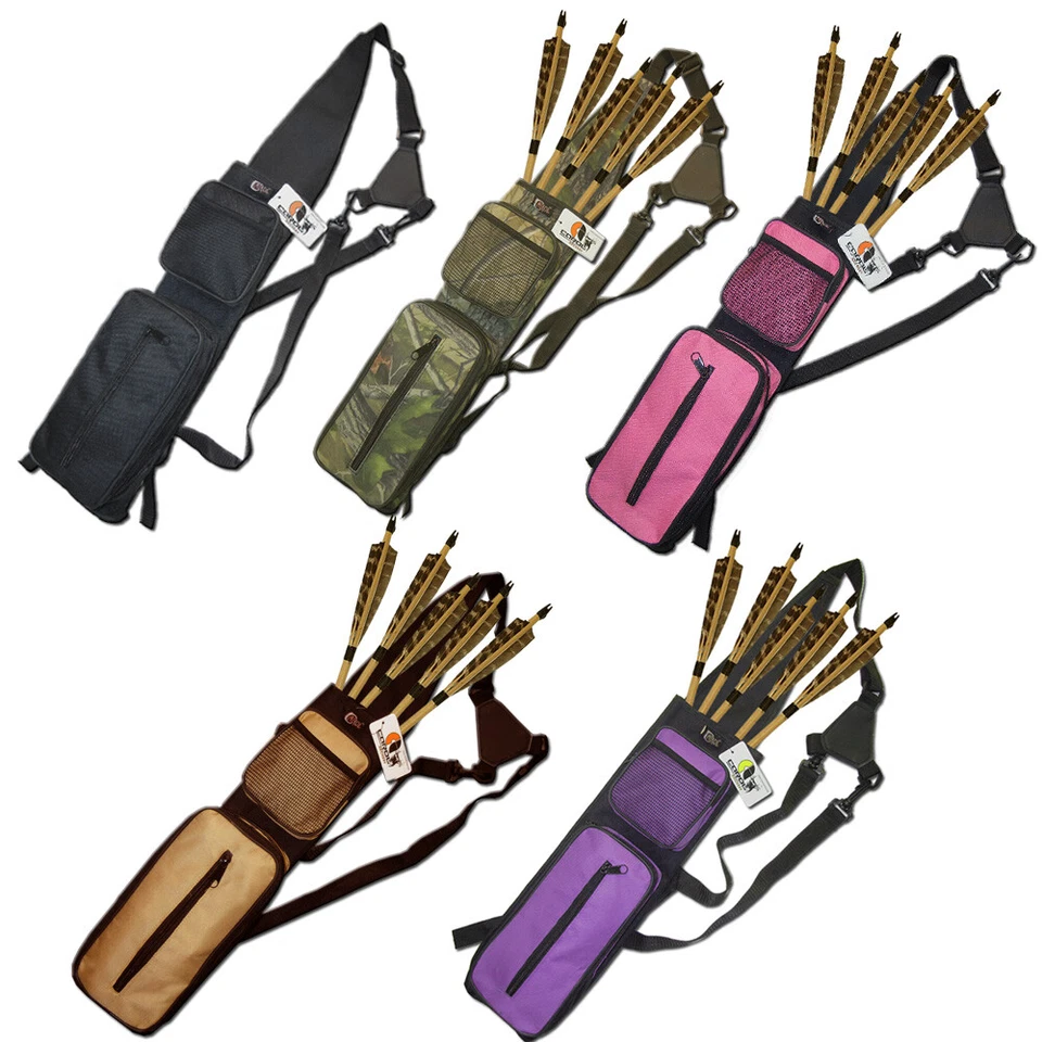 EXPANDABLE DOUBLE ZIPPER POCKET RECURVE/LONGBOW SHOULDER BACK ARROW QUIVER BAG - Image 2 of 4