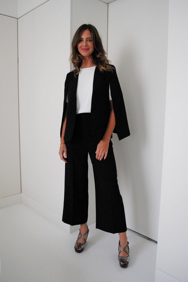ZARA BLACK CAPE BLAZER PONCHO JACKET SLITS ASO QUEEN LETIZIA