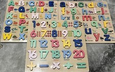 ABC alphabet and abc letters and NumbersWooden Puzzle Children Kids Lots Of 3