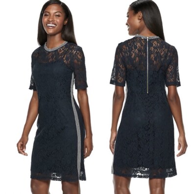 NWT womens HOPE & HARLOW lace striped back zipper dress Size 4 | eBay NWT womens HOPE & HARLOW lace striped back zipper dress Size 4 | eBay