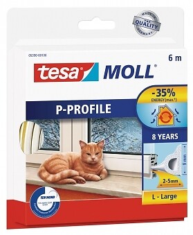Tesa Fenster- u. Türdichtungen moll P-Profil - Gummi weiss, 6m für Spalten v - Bild 1 von 2