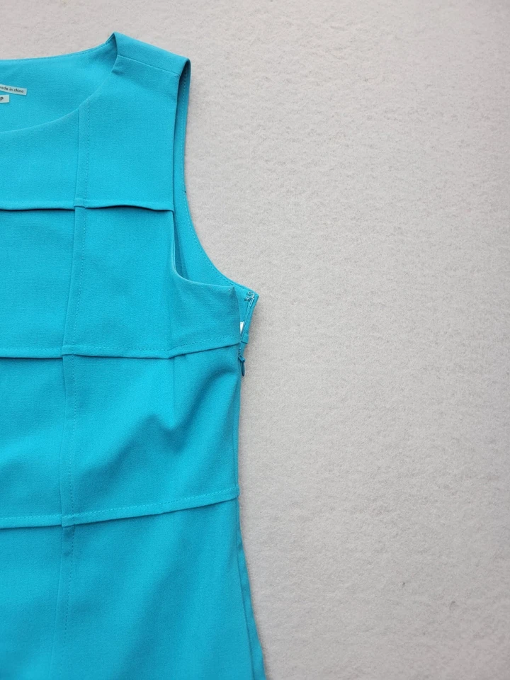 Calvin Klein Womens Dress 8P Aqua Pencil MIni Sleeveless Quilted - Image 2 of 4