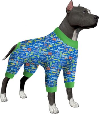LovinPet Dog Pajamas pjs Bodysuit Pitbull Clothes Surgery Recovery for Large Dog