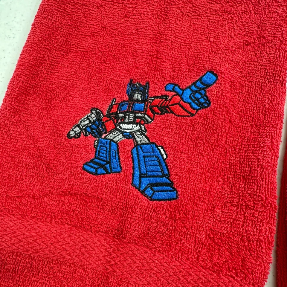 Transformers Towels Embroidered Optimus Prime Autobots Red Hand Towel Set Robots - Image 2 of 2