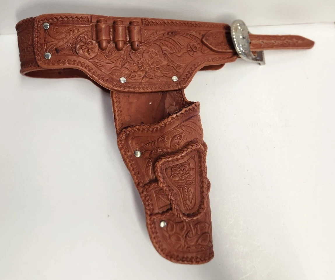 vintage Toy Gun Holster And Belt Embossed Cowboy Plastic Dress Up