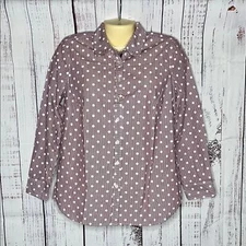 Talbots NWT Size S Purple & White Stripe - Polka Dot Button Down Shirt Top